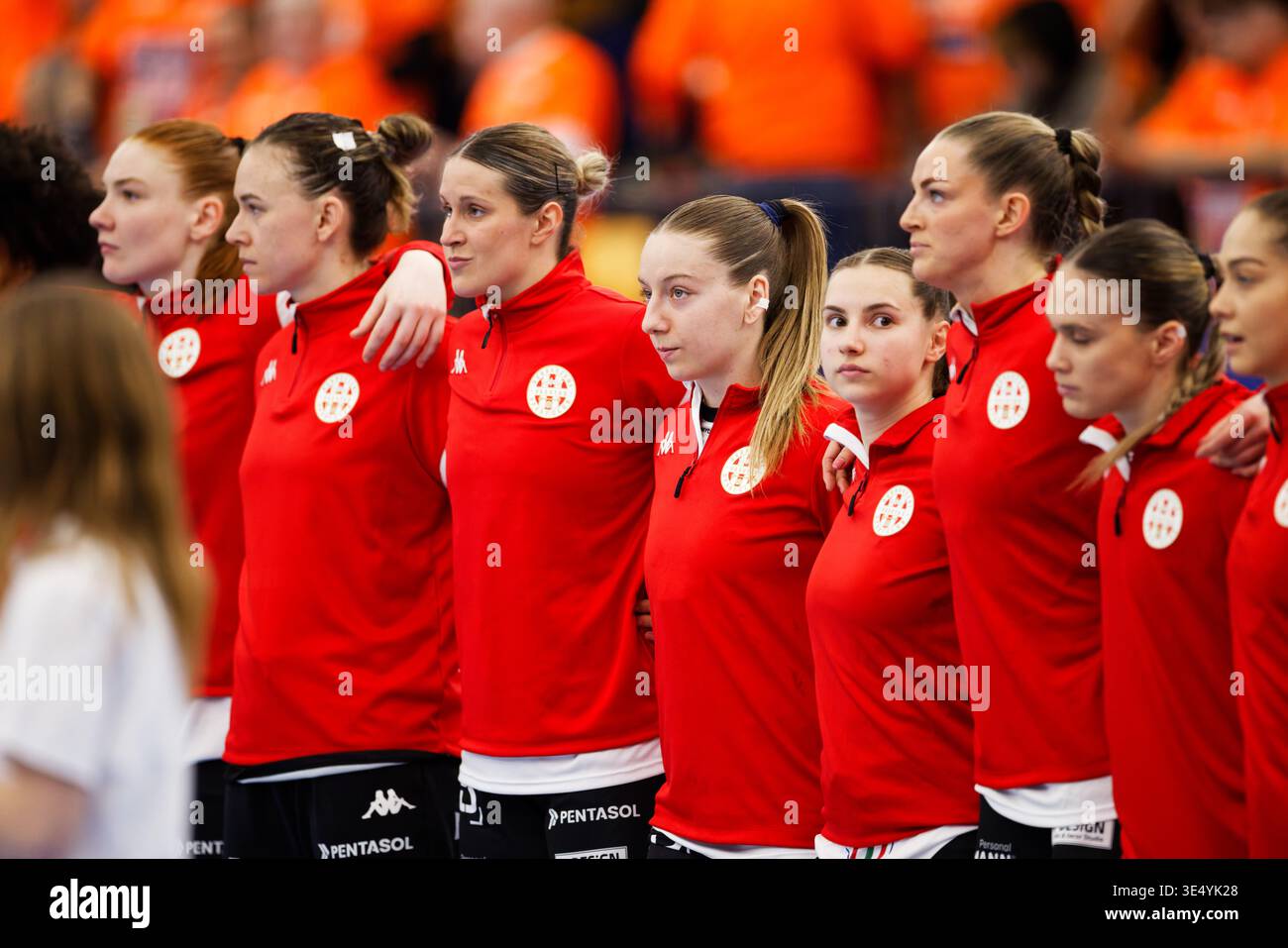Odense, Denmark. 29th, March 2026. The players of DVSC Schaeffler line ...