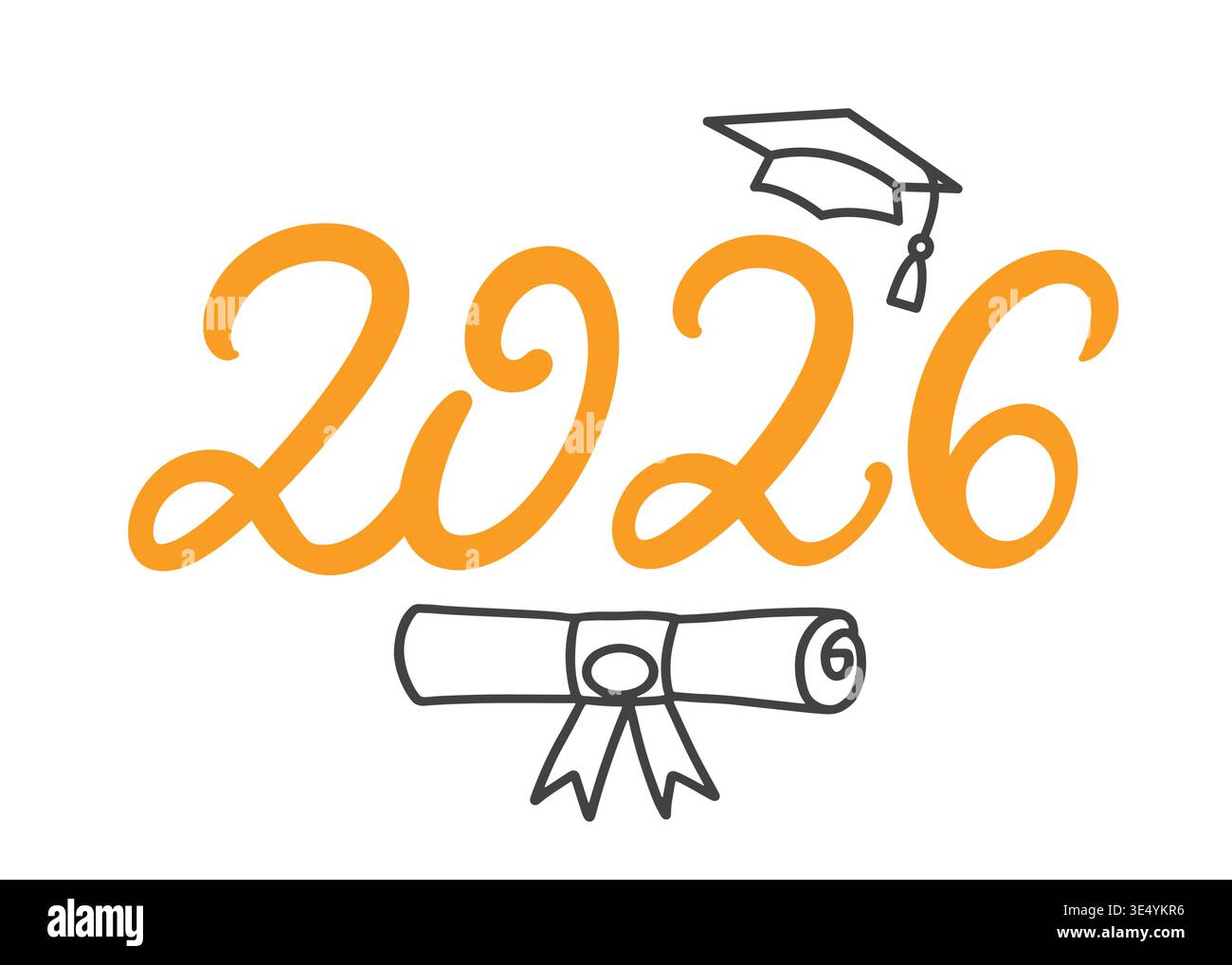 2026 Congrats vector lettering with graduation cap Stock Vector
