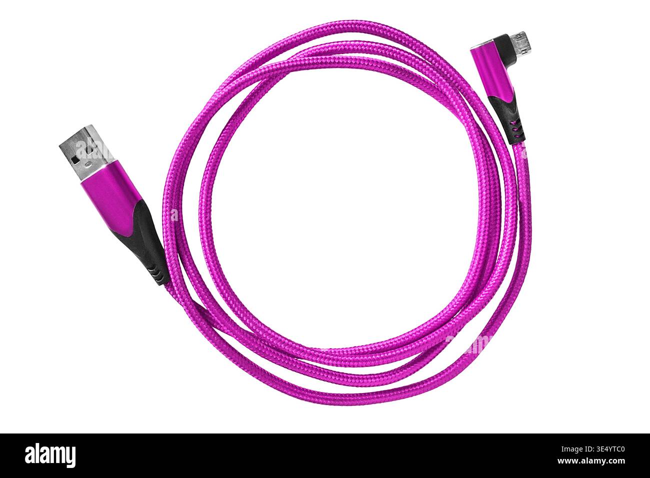 USB to micro-USB chargning cable isolated on white background Stock Photo