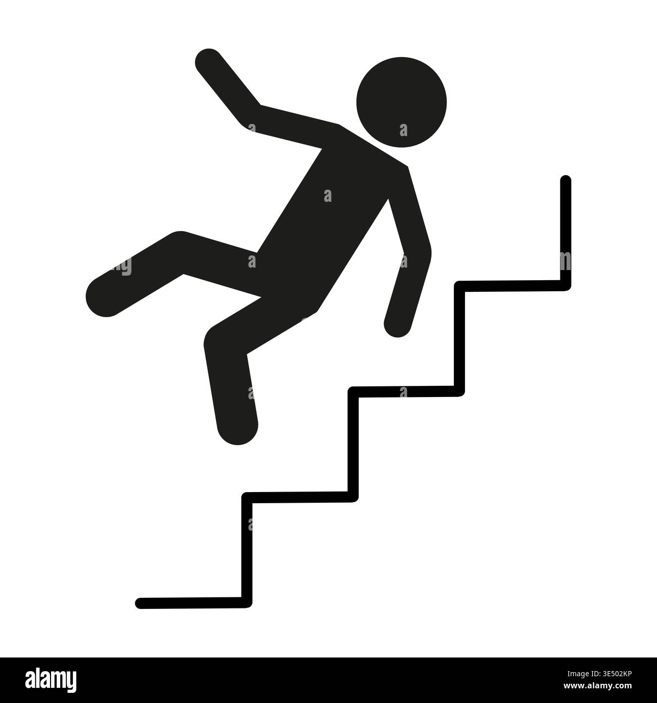 Falling down stairs. Staircase accident Vector. Person safety warning. Step hazard symbol. EPS 10. Stock Vector