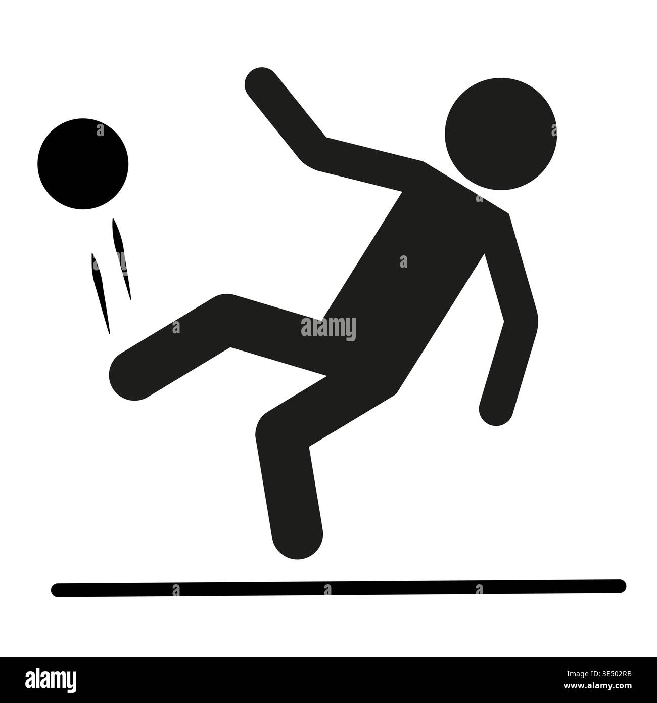 Falling Balk Falling on ball. Sport accident Vector. Person losing balance. Game ...