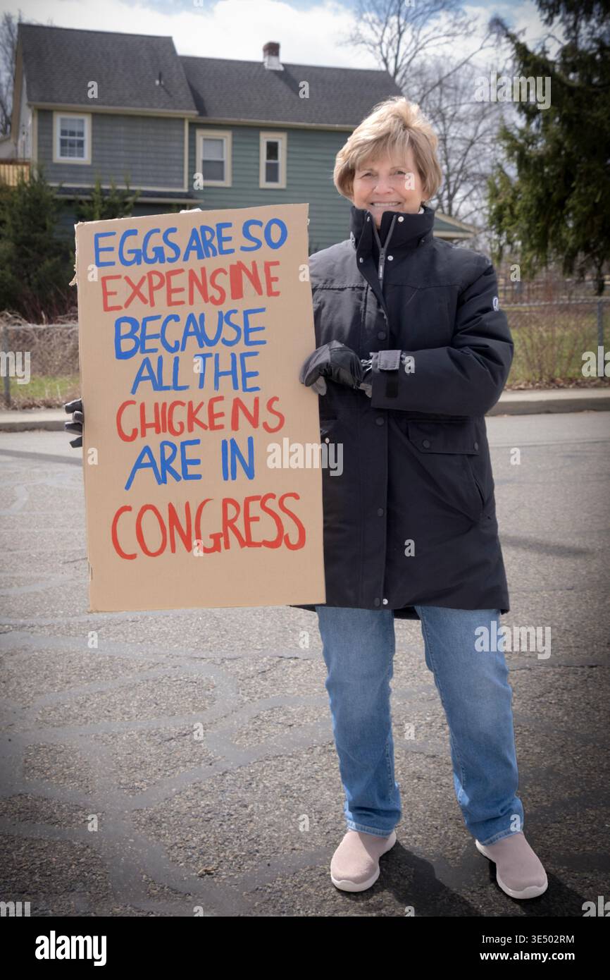 A scene from the 2026 No kings Day Rally in Beacon, New York. Woman ...