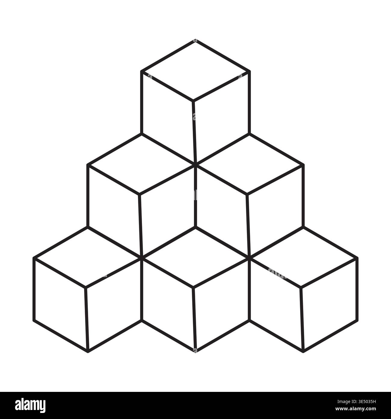 Cube stack set. Geometric blocks Vector. Isometric shape group. Logic logic structure. Manual vector only. No autotrace used. EPS 10. Stock Vector