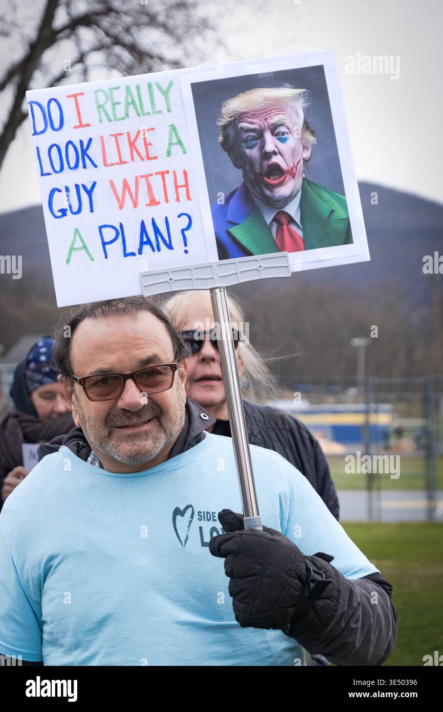 A scene from the 2026 No kings Day Rally in Beacon, New York. A ...