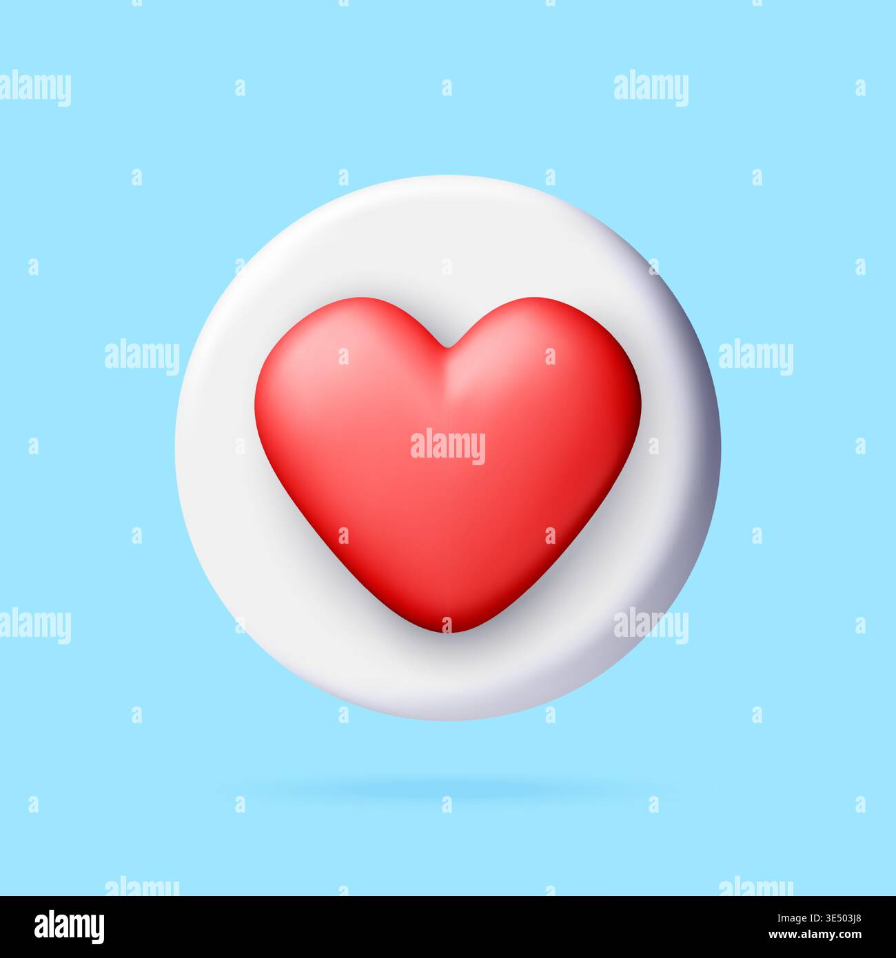 3D Red heart icon inside white circle. Stock Vector
