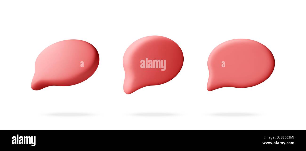 Red speech bubble icons in 3d Stock Vector