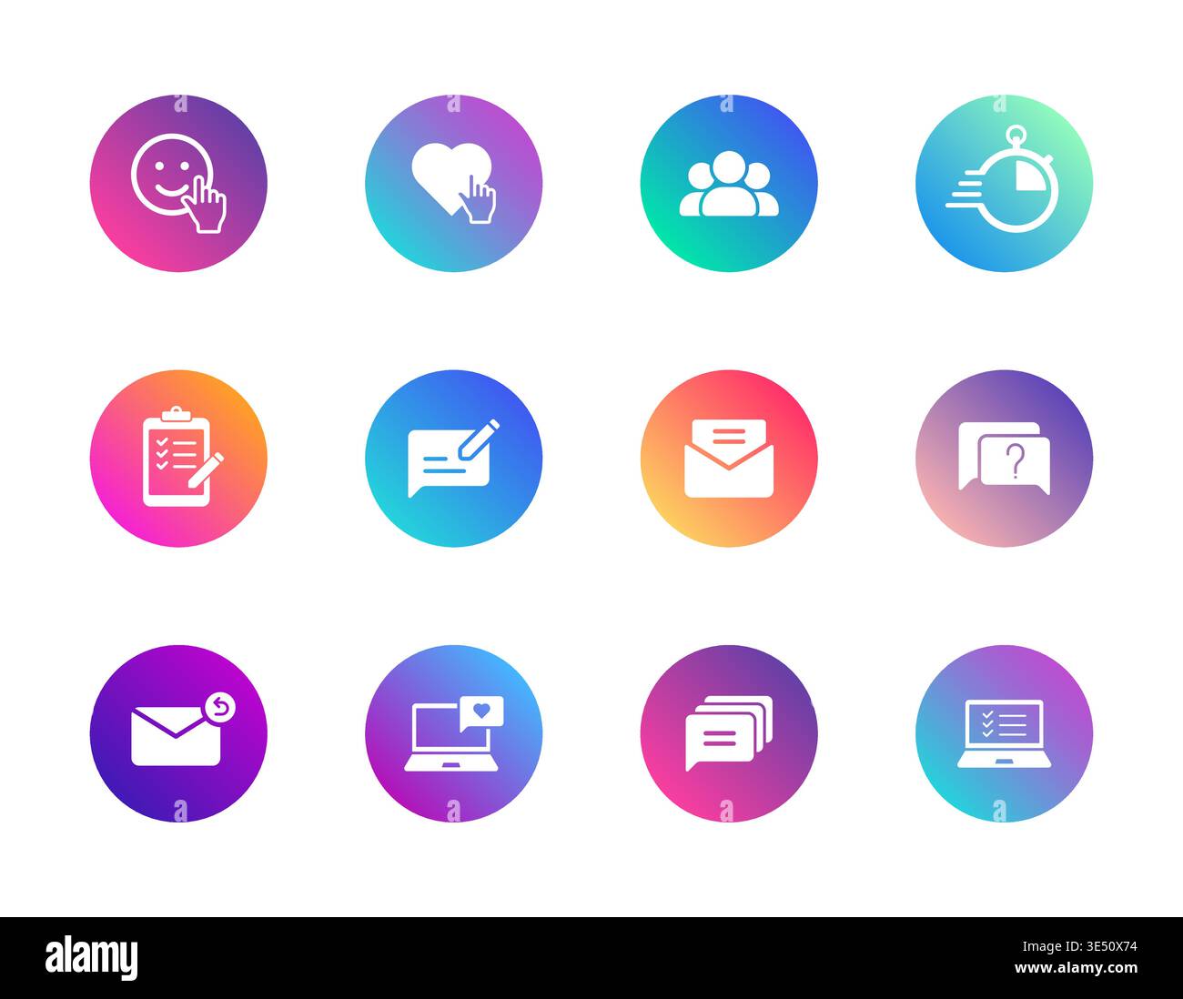Productivity icons set. Gradient round vector symbols for tasks ...