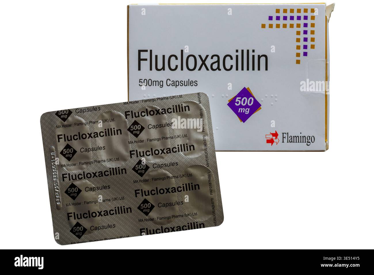 blister pack of Flucloxacillin Capsules 500 mg Flamingo antibiotics ...