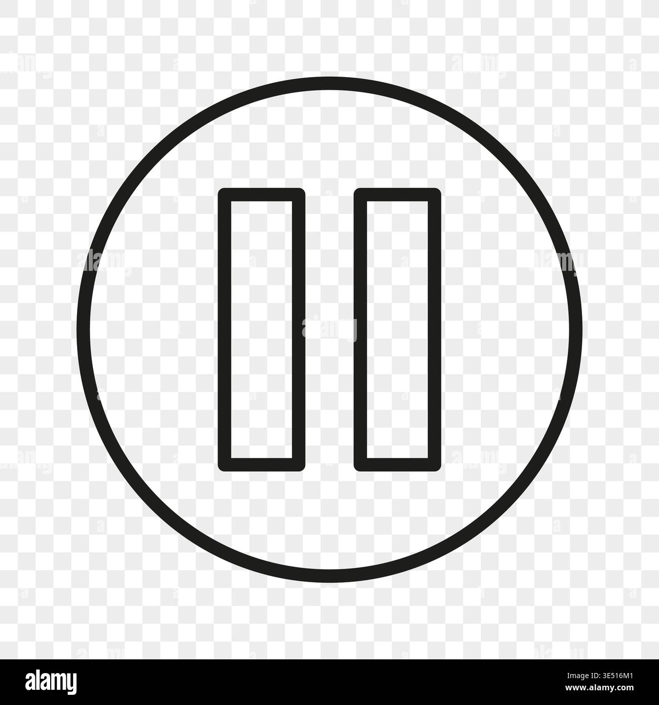Black circular pause. Multimedia player Vector. Media control button. Digital stop element. Professional video sign symbol. Stock Vector