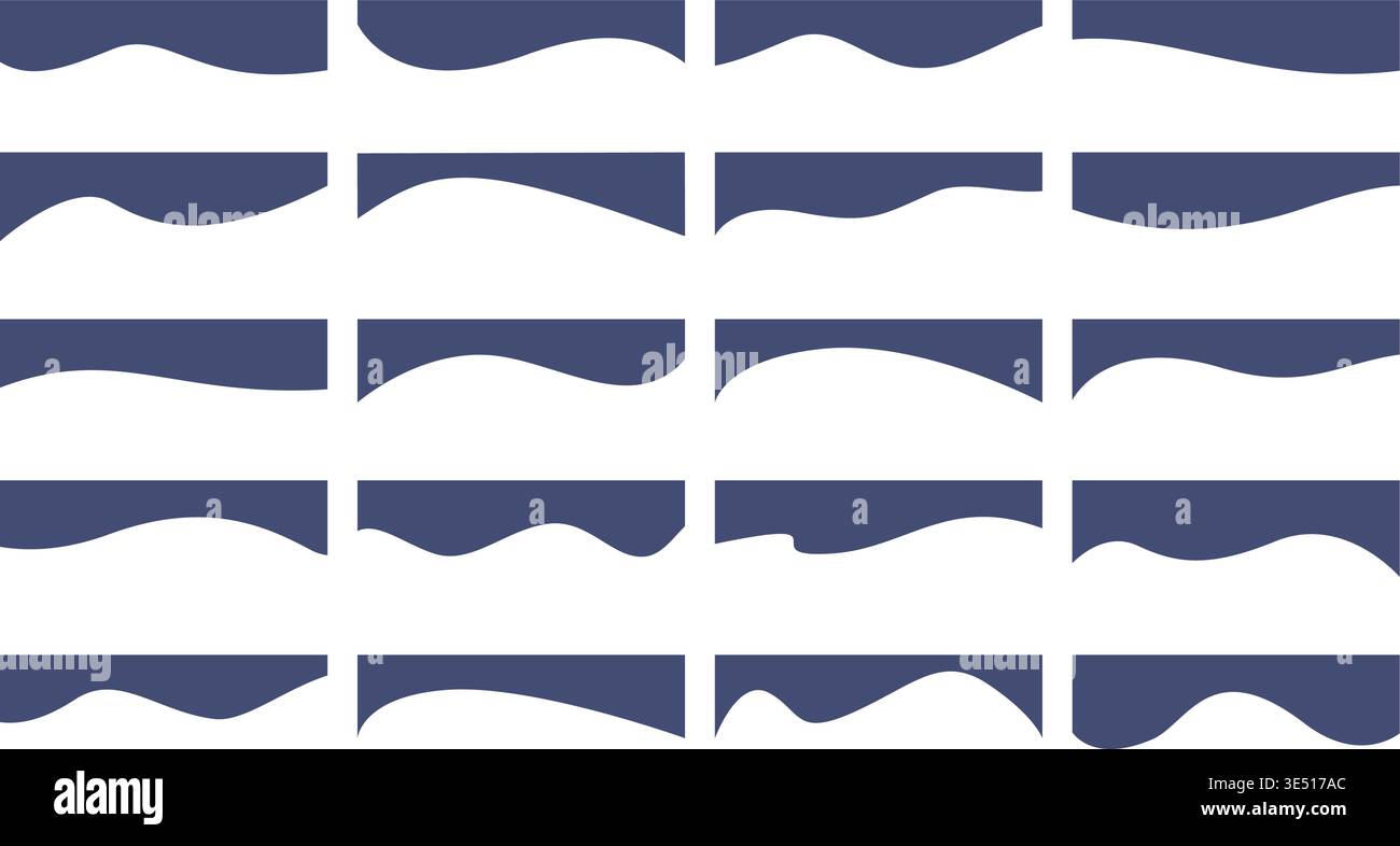 Wavy headers. Simple flat header with wave edge. Decorative elements for different design, certificate, banners, posters, ad, presentation, sapid Stock Vector
