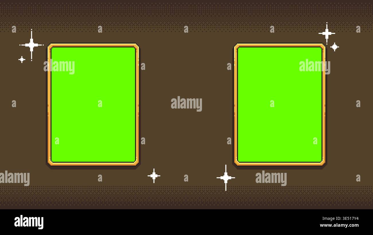 Pixel frame set with green screen windows Stock Vector