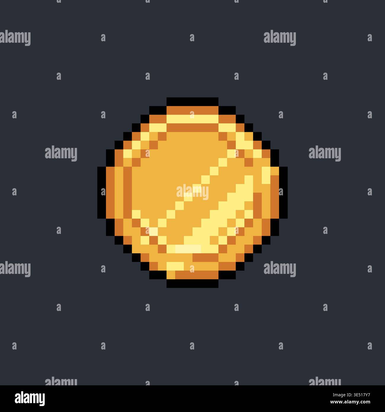 Pixel gold coin simple retro icon Stock Vector