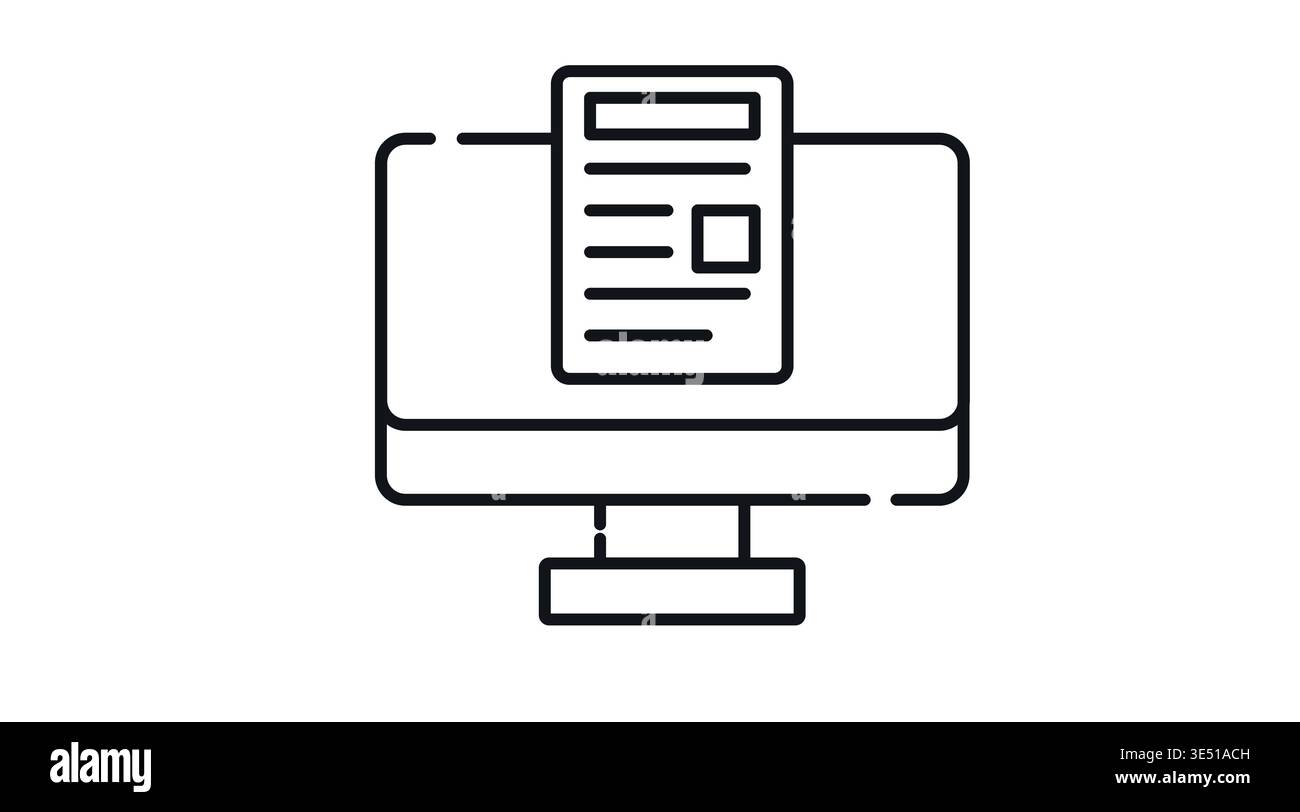 Desktop computer with document file on screen Stock Vector