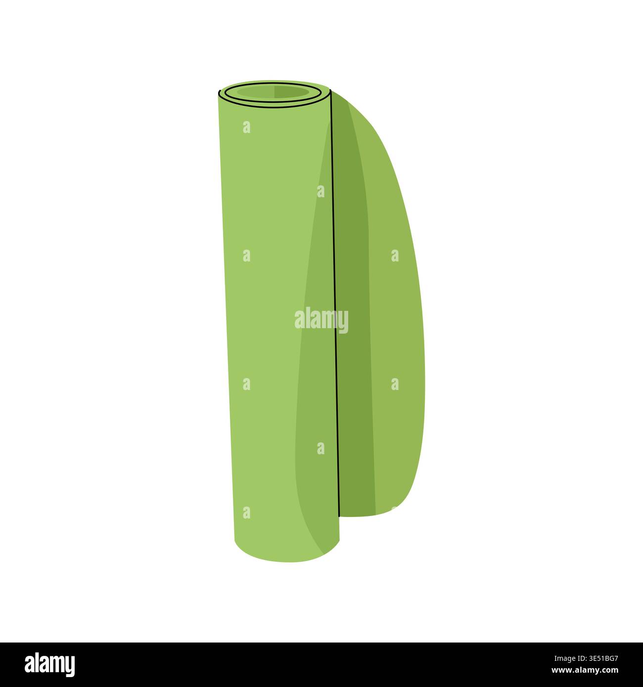 Green rolled yoga mat standing vertically isolated flat Stock Vector