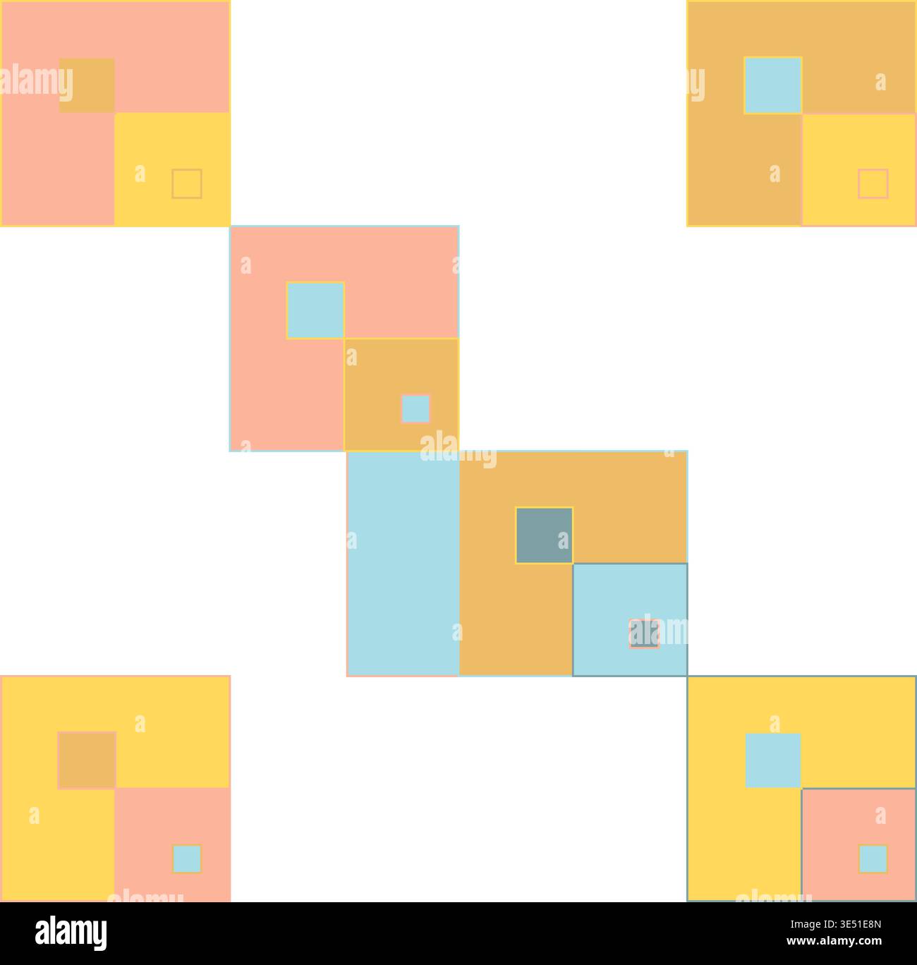 Nested Squares Geometric Pattern in Warm Teal and Peach Stock Vector