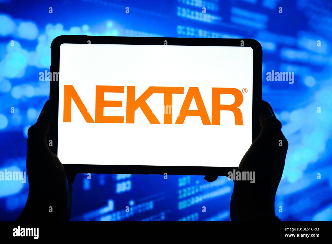 In this photo illustration, the Nektar Therapeutics logo is seen ...