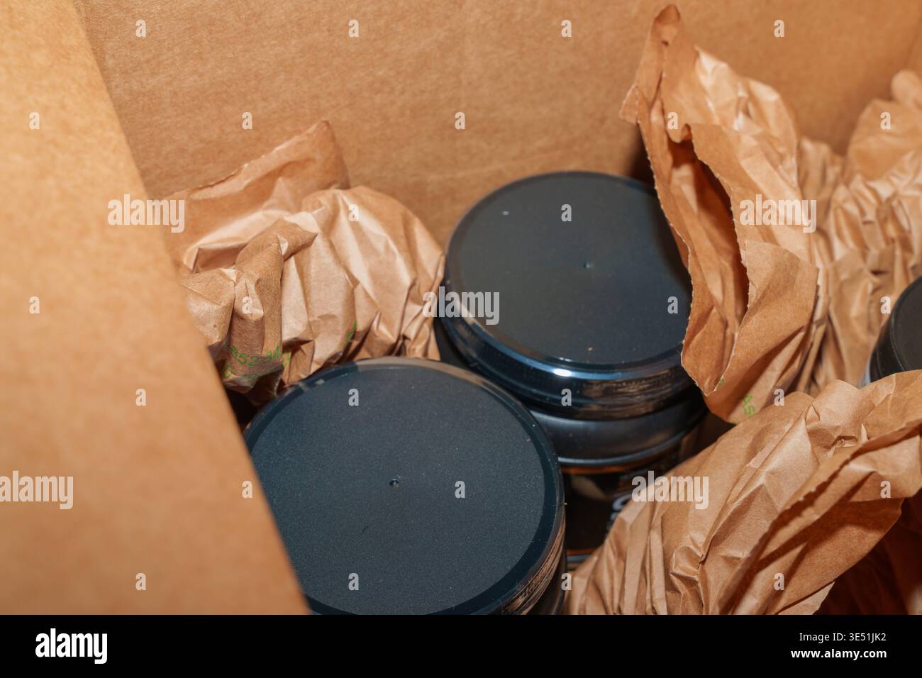 Packaging Materials in Box for Transporting Goods Stock Photo