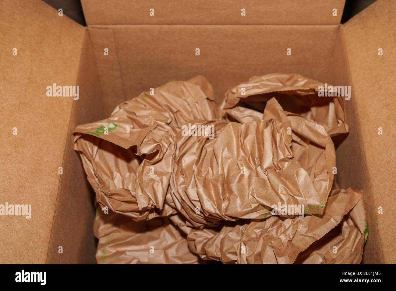 Packaging Materials in Box for Transporting Goods Stock Photo