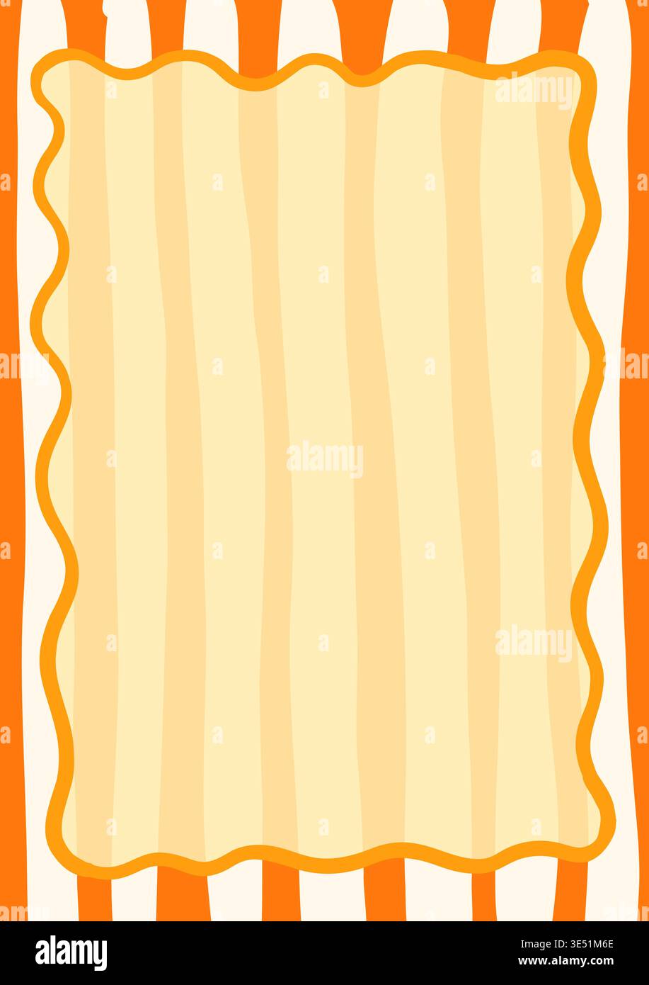 Cute vector frame with orange wavy stripes and wavy border for ...