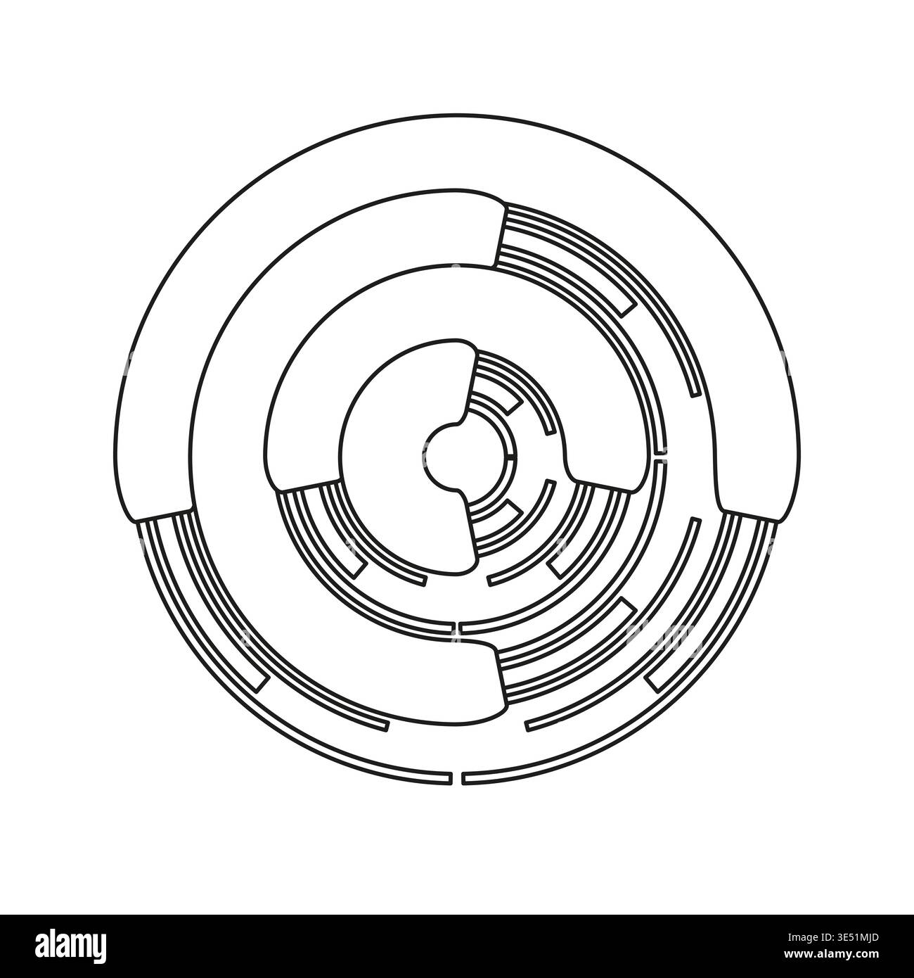 Circular HUD element. Interface Vector ring. Digital dashboard icon. Tech circle layout. Manual vector only. No autotrace used. EPS 10. Stock Vector