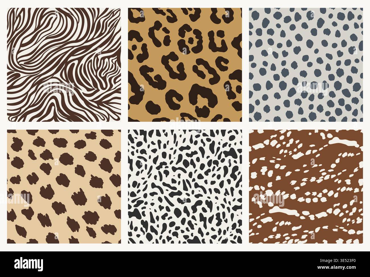 Wild Animal Seamless Patterns Set Stock Vector