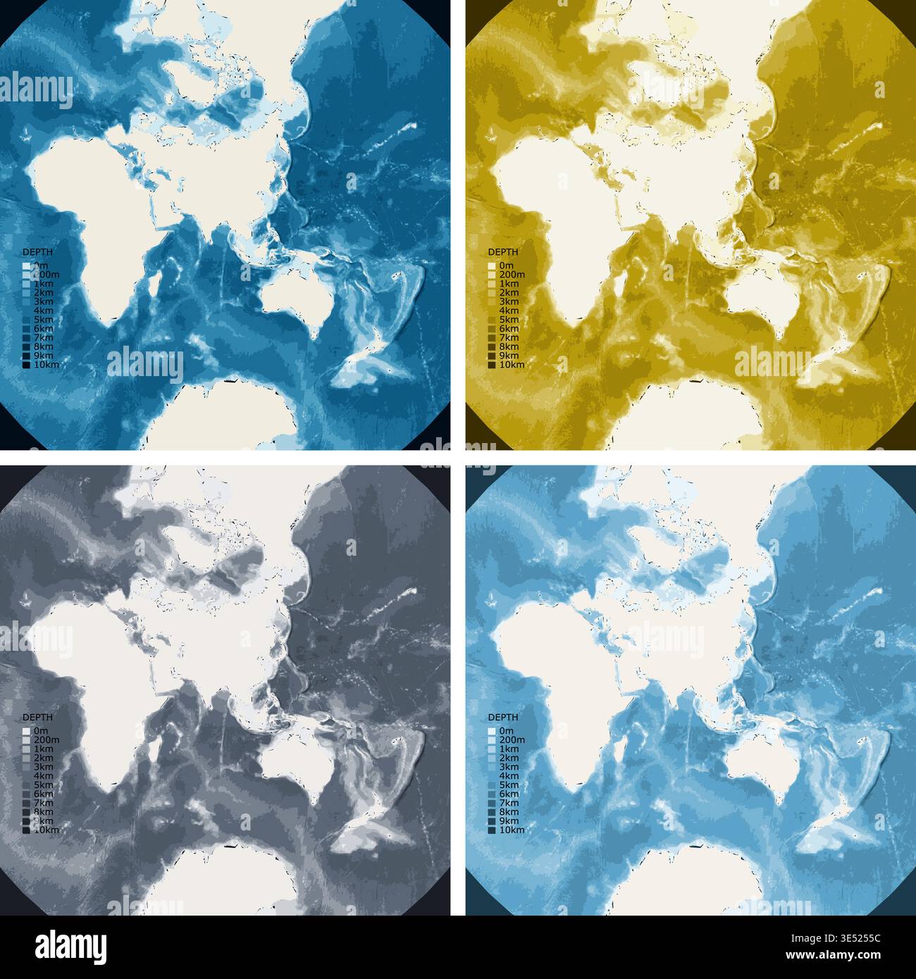 Sea Color Depth Oceanographic map hi-res stock photography and images - Alamy