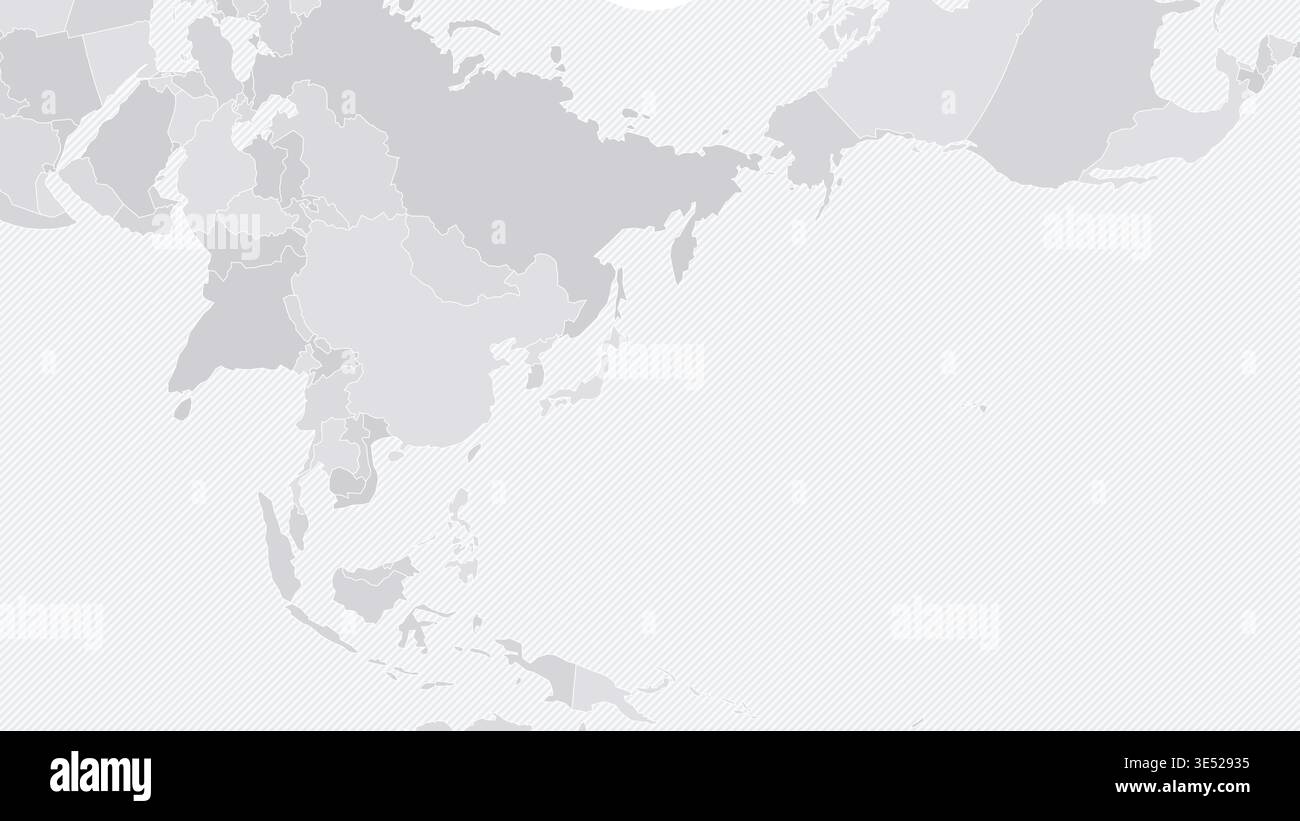 Customizable Asia-Pacific Strip Wireframe Map - Conic Equidistant Stock Vector