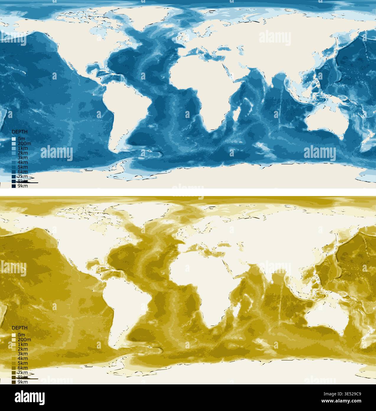 World Standard Bathymetric Ocean Depth Map - Plate Carree ...