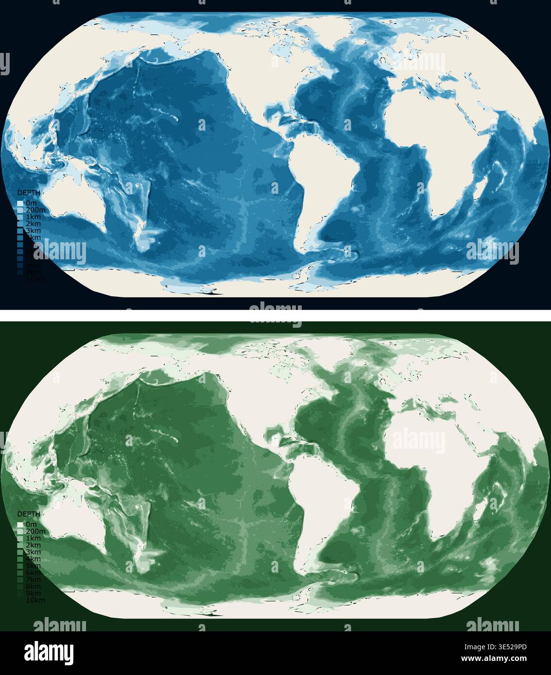 World Americas Centered Bathymetric Ocean Depth Map - Natural Earth ...