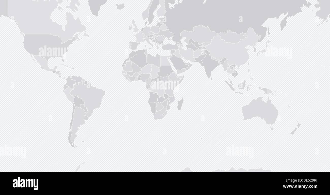 Customizable Wireframe World Map Atlantic-Centered - Mercator Stock Vector