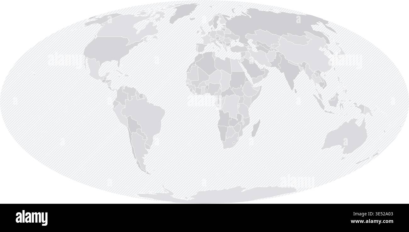 Customizable Wireframe World Map Standard - Mollweide Projection Stock Vector