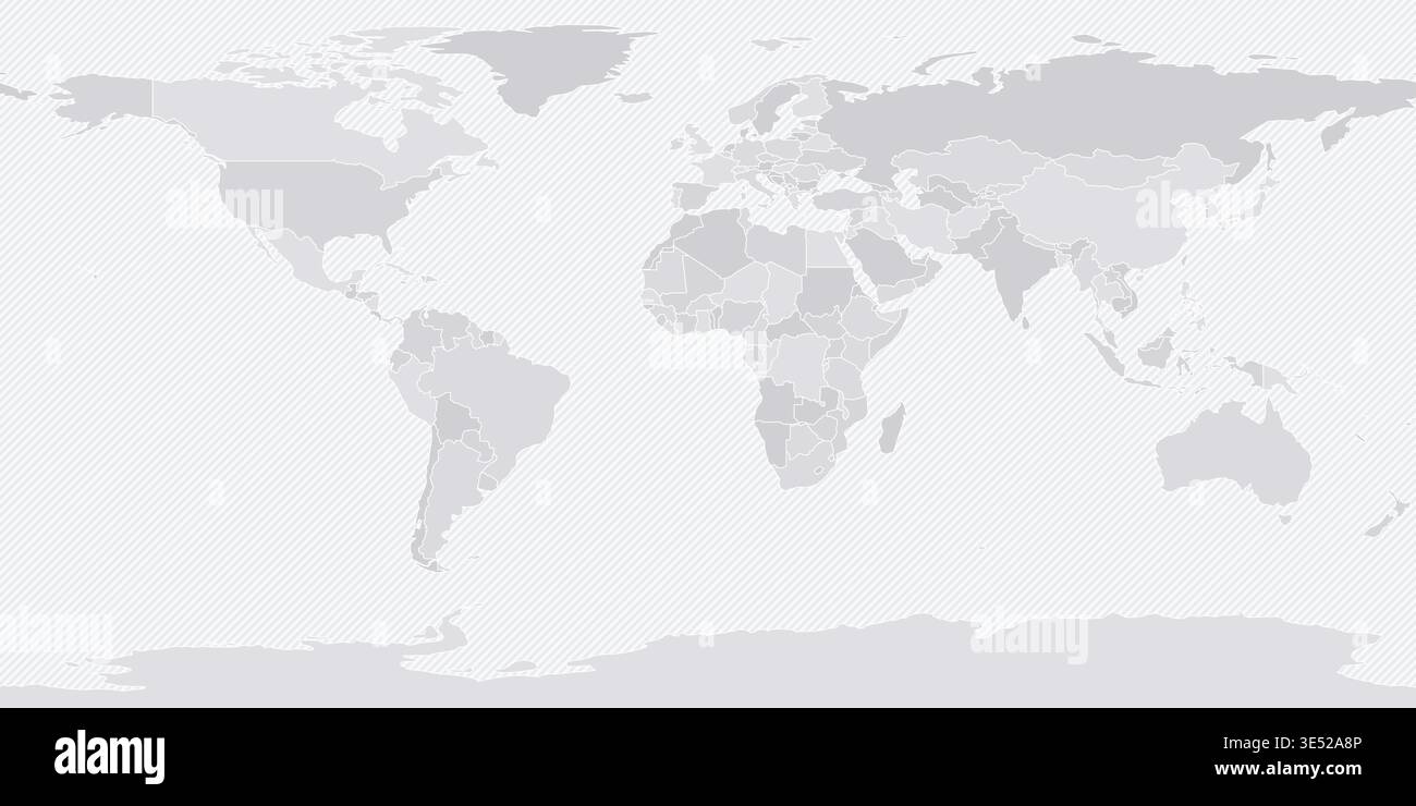 Customizable World Map Standard (Plate Carrée) - Equirectangular Stock Vector