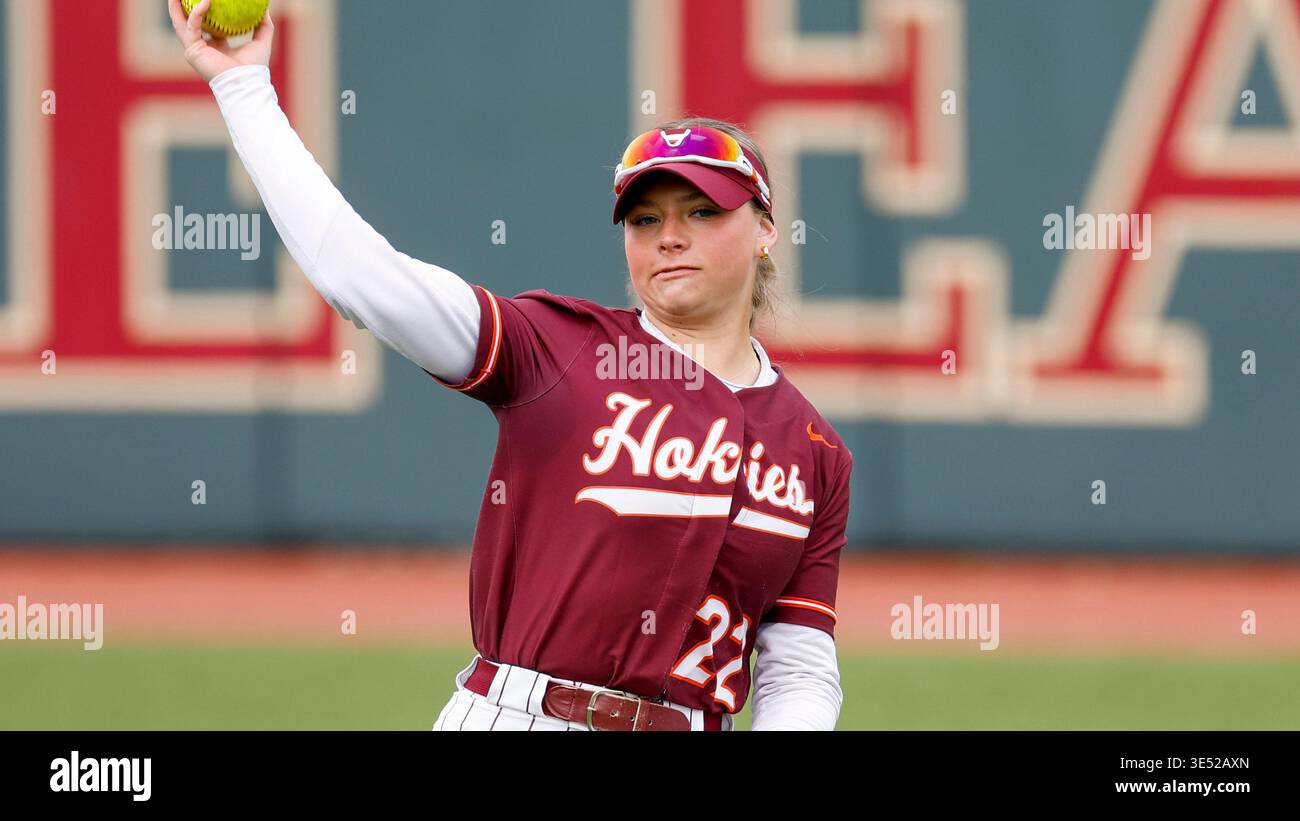 Virginia Tech utility player Addison Foster (22) makes a throw during ...