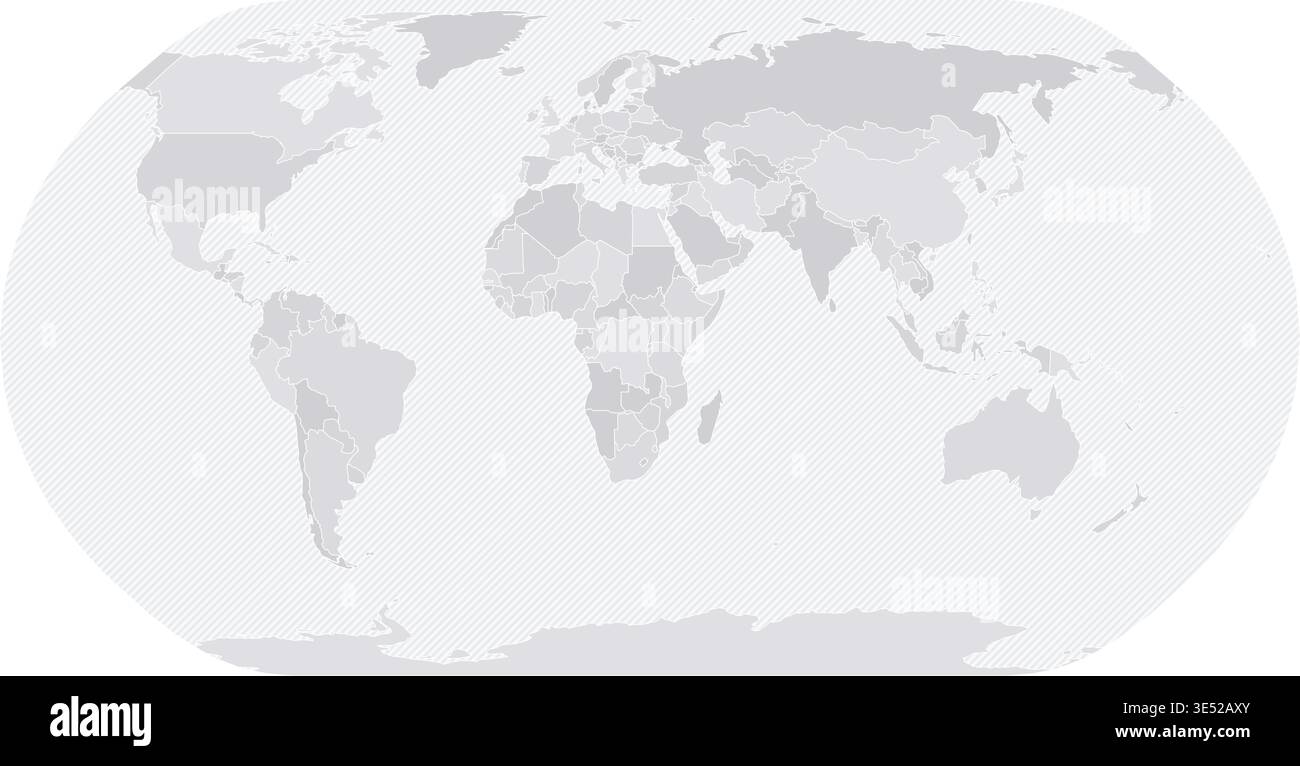Customizable Wireframe World Map Atlantic-Centered - Natural Earth Stock Vector