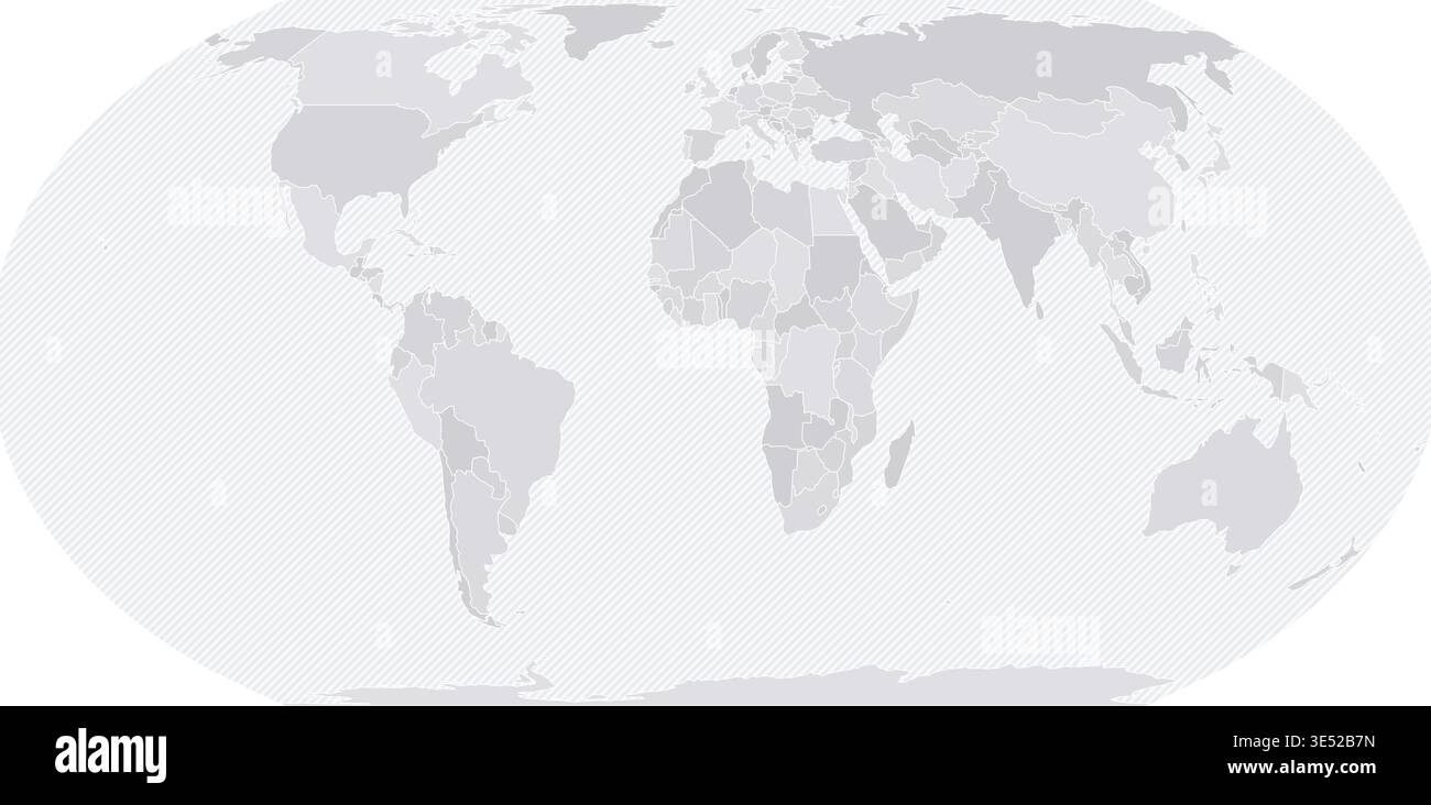 Customizable Wireframe World Map Standard - Equal Earth Projection Stock Vector