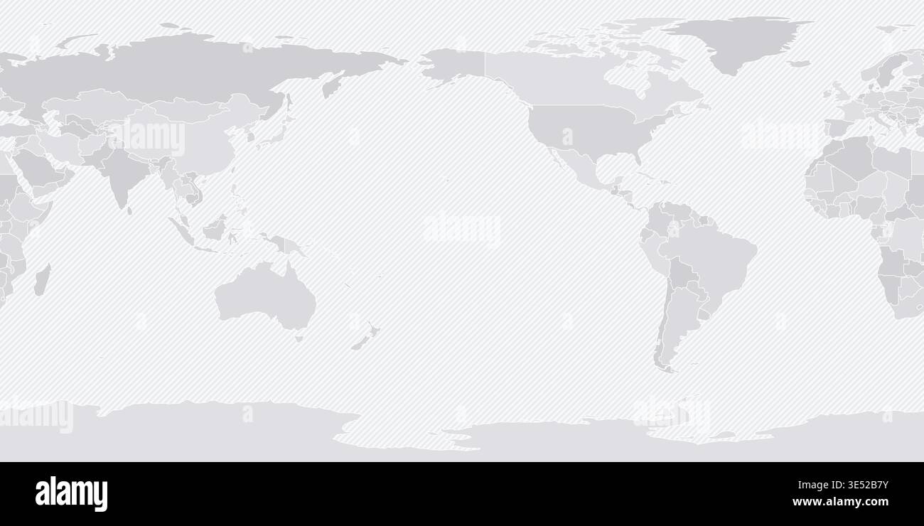 Customizable Wireframe World Map Pacific-Centered - Equirectangular Stock Vector
