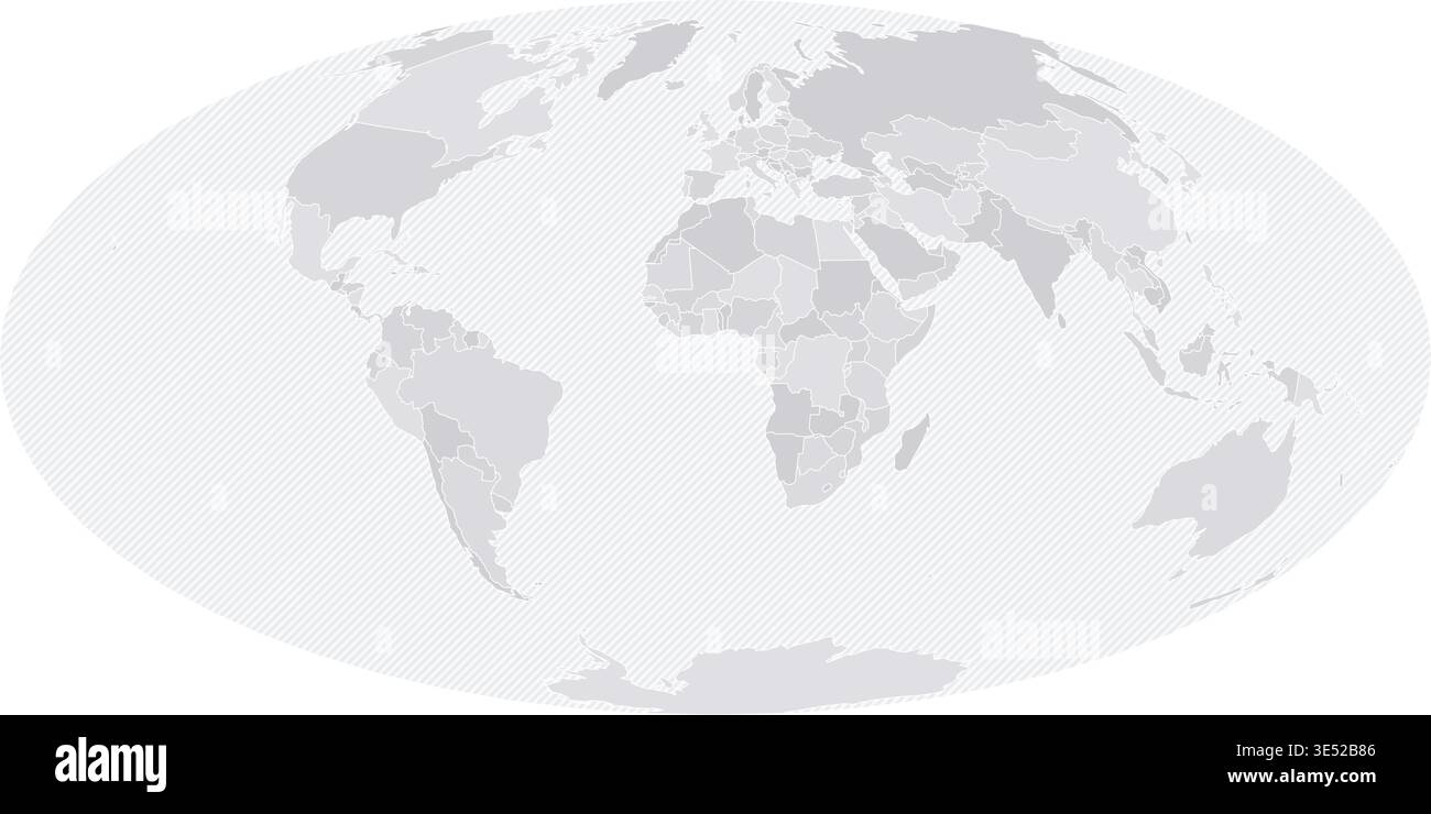 Customizable Wireframe World Map Standard - Hammer Projection Stock Vector
