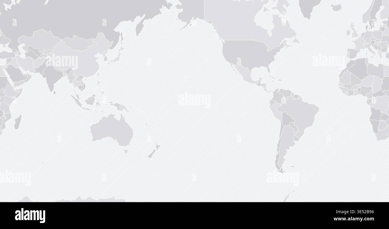 Customizable Wireframe World Map Pacific-Centered - Mercator Stock Vector
