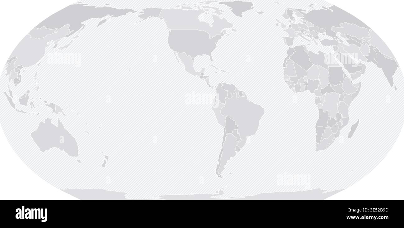Customizable Wireframe World Map Americas-Centered - Equal Earth Stock Vector