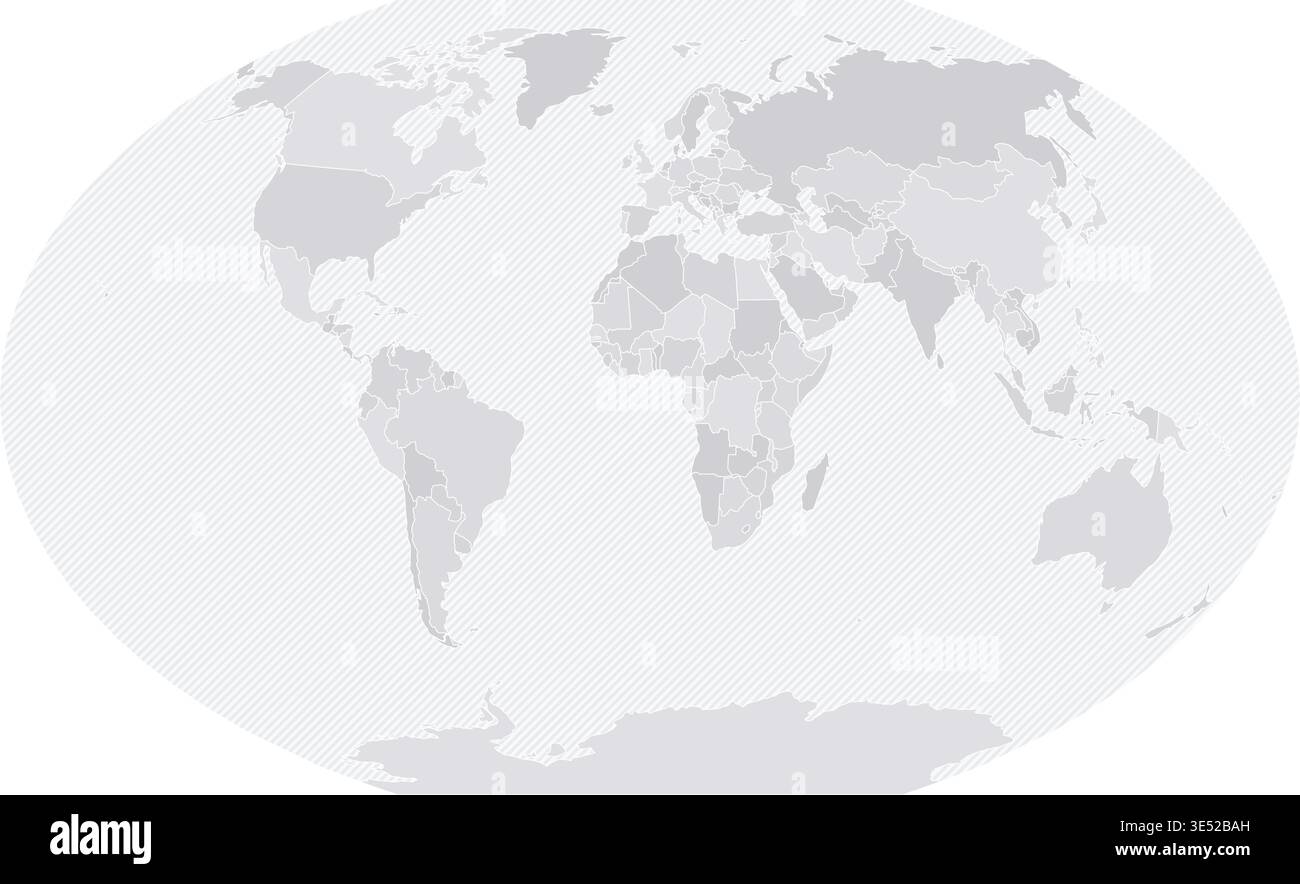 Customizable Wireframe World Map Standard - Winkel Tripel Projection Stock Vector