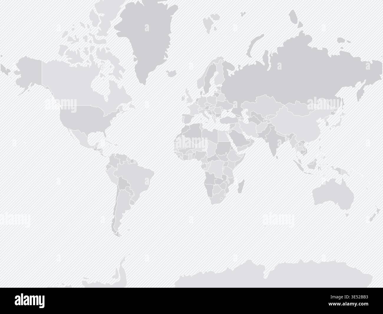 Customizable Wireframe World Map (Default) - Mercator Projection Stock Vector