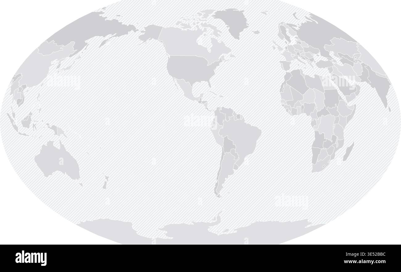 Customizable Wireframe World Map Americas-Centered - Winkel Tripel Stock Vector