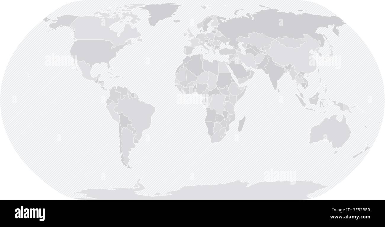 Customizable Wireframe World Map Standard - Natural Earth Projection Stock Vector