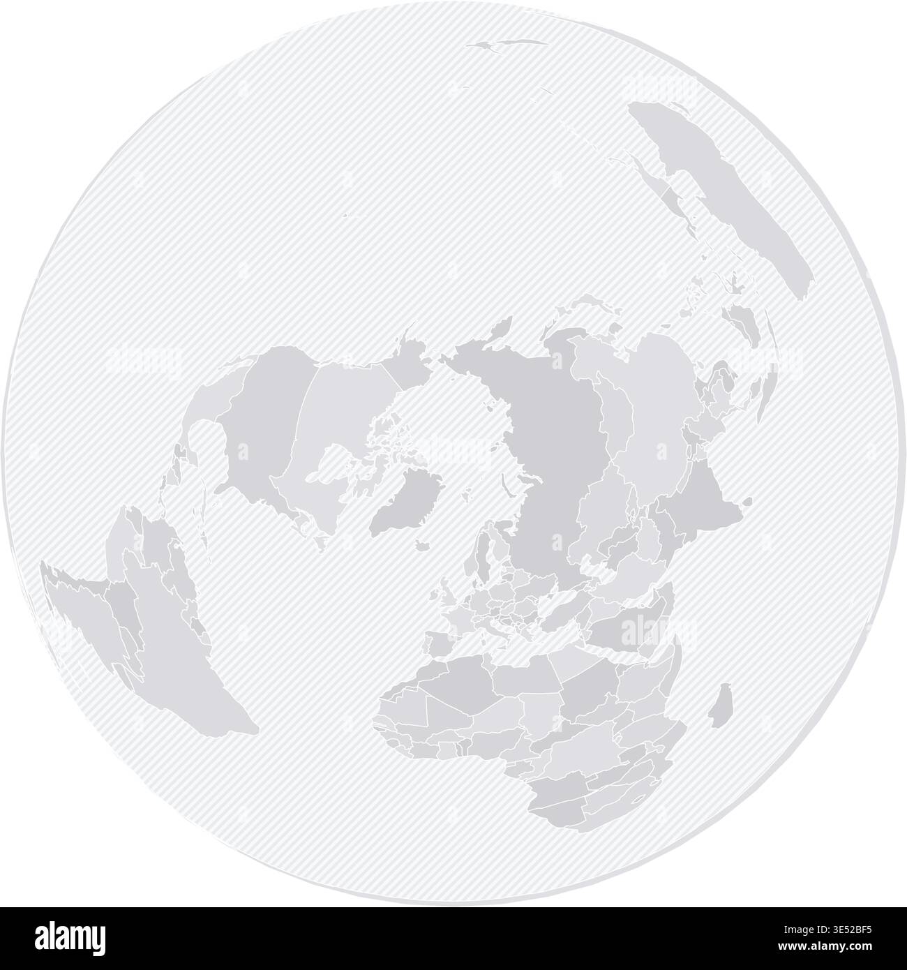 Customizable World Map from North Pole (UN) - Azimuthal Equal-Area Stock Vector