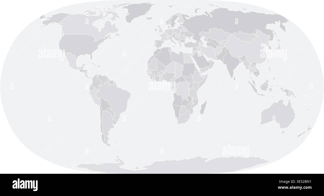Customizable Wireframe World Map Standard NE2 - Natural Earth 2 Stock Vector