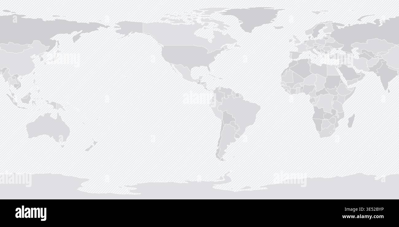 Customizable Wireframe World Map Americas-Centered - Equirectangular Stock Vector