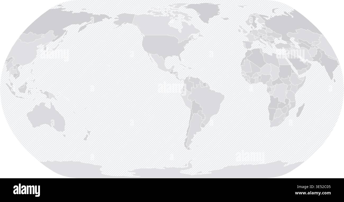 Customizable Wireframe World Map Americas-Centered - Natural Earth Stock Vector