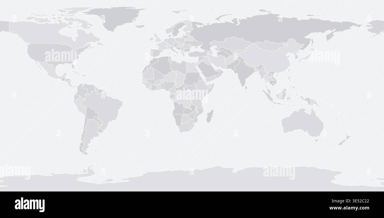 Customizable Wireframe World Map Atlantic-Centered - Equirectangular Stock Vector