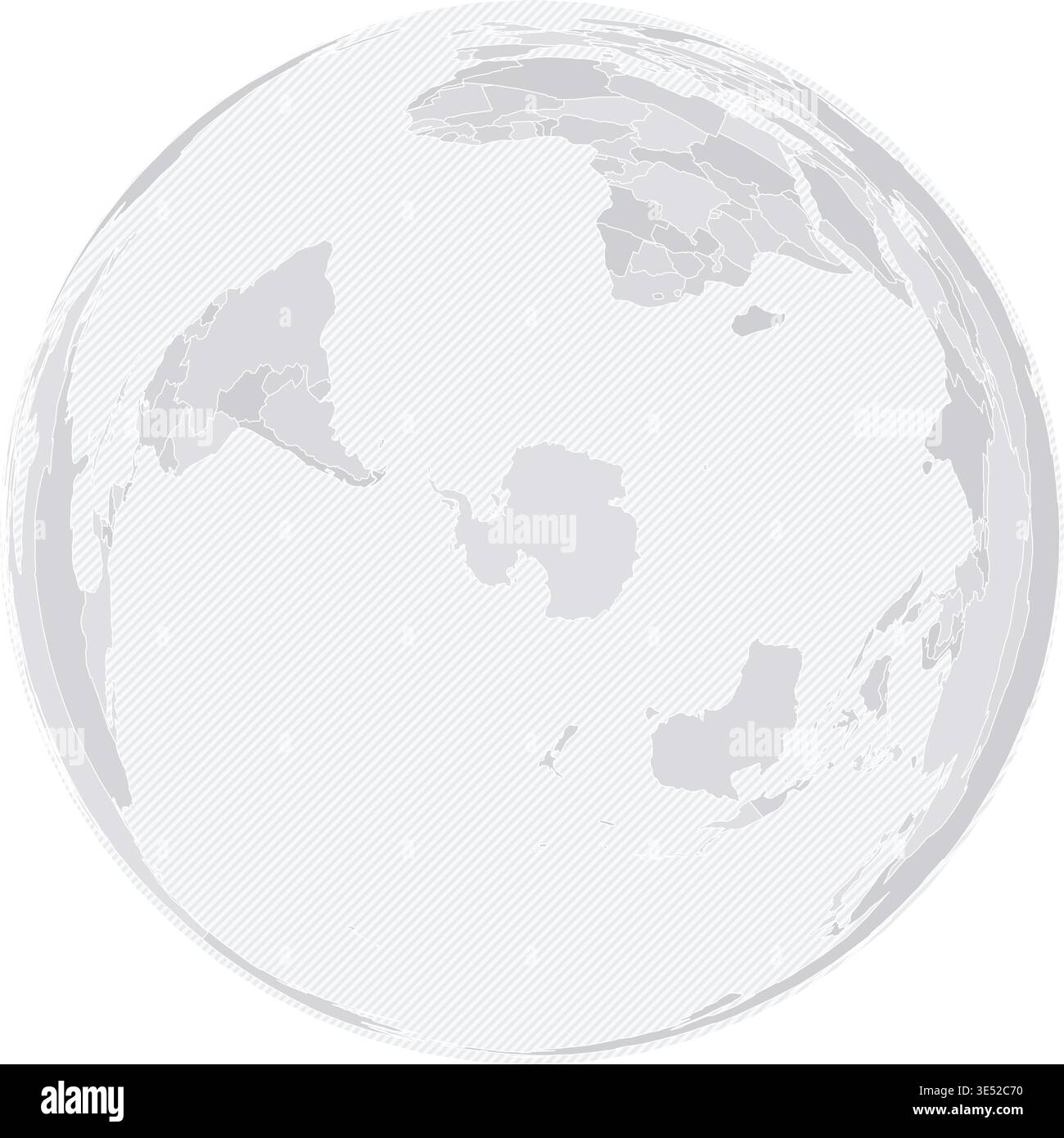Customizable World Map from South Pole - Azimuthal Equal-Area Stock Vector