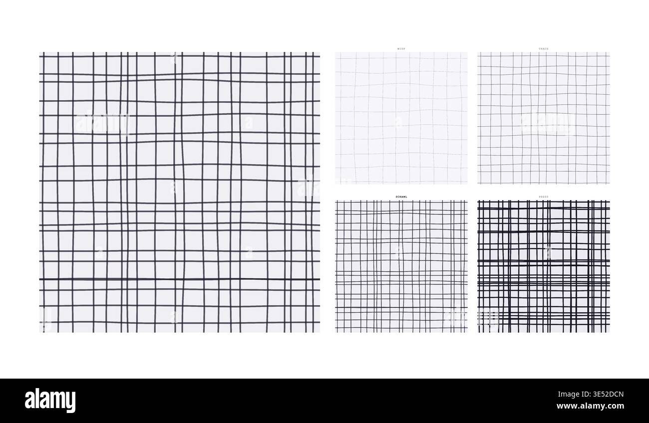 Pencil Sketch Hand Drawn Grid Pattern Scrawl Graphite Study - Tileable Surface Pattern with Authentic Handdrawn Character and Detail Presenting Stock Vector